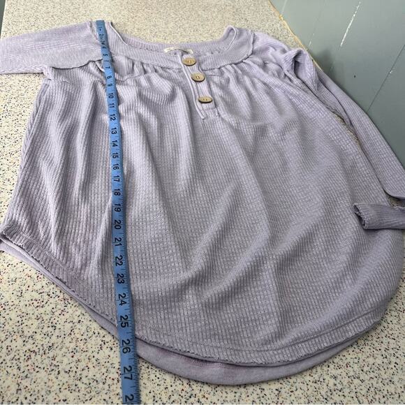 We The Free Must Have Henley Thermal Top Waffle Knit Purple Women's Size Small - Picture 8 of 8